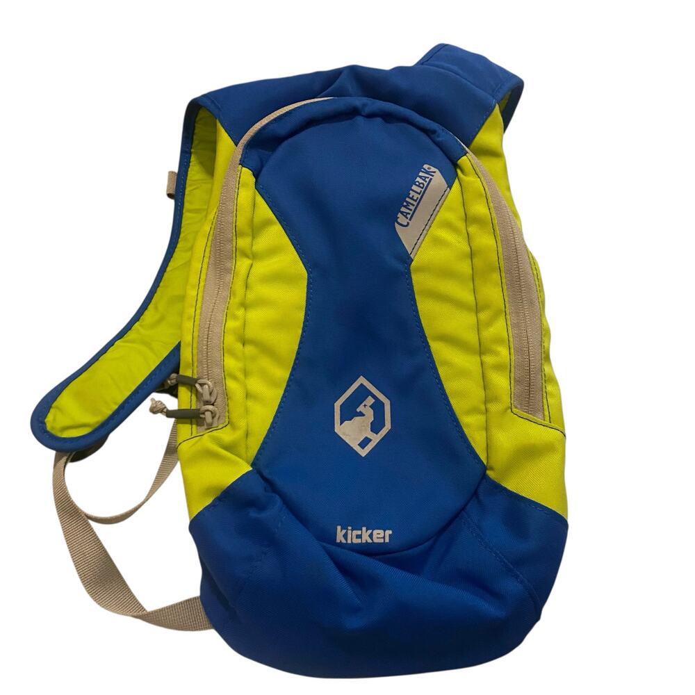 CamelBak Children's Kicker Hydration Backpack in blue and Lime Green High Vis